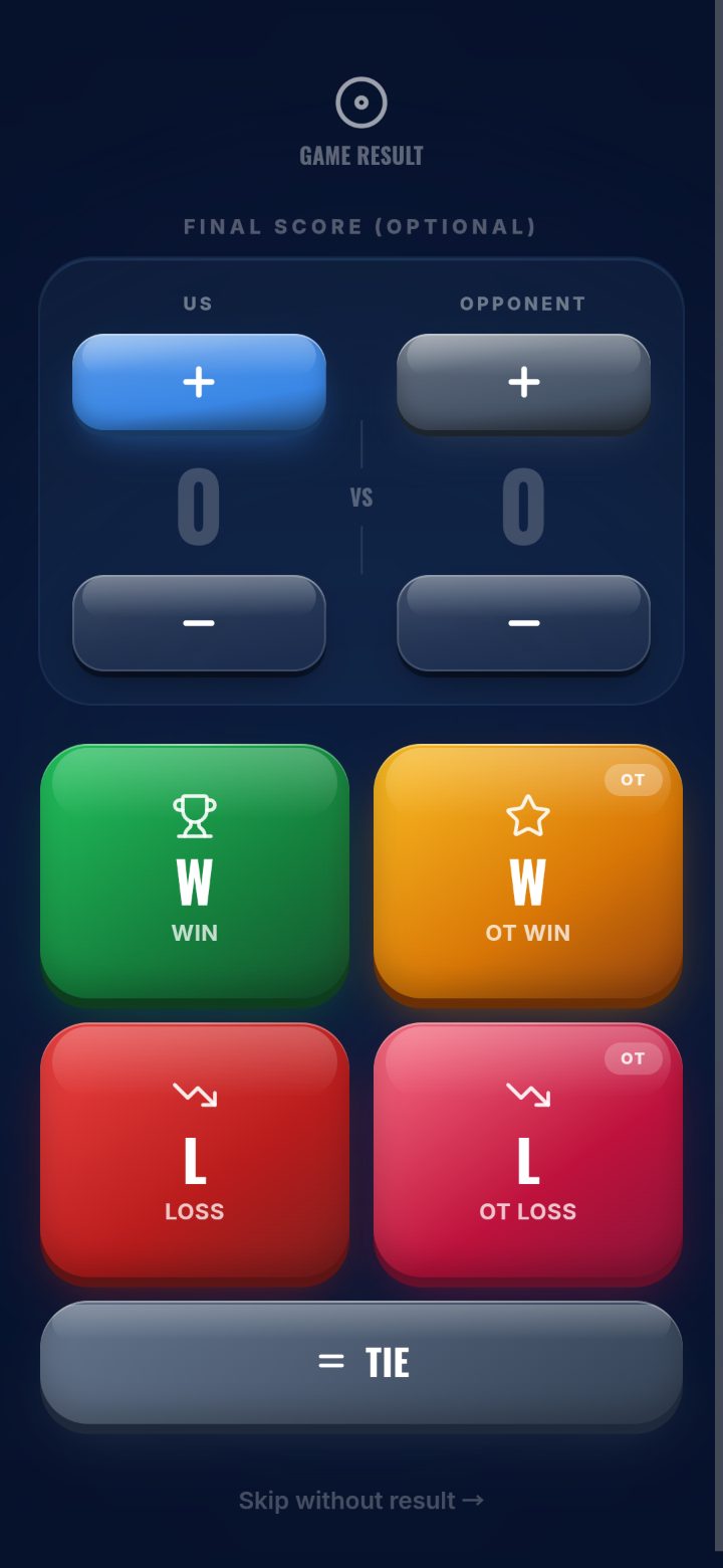 Écran Game result