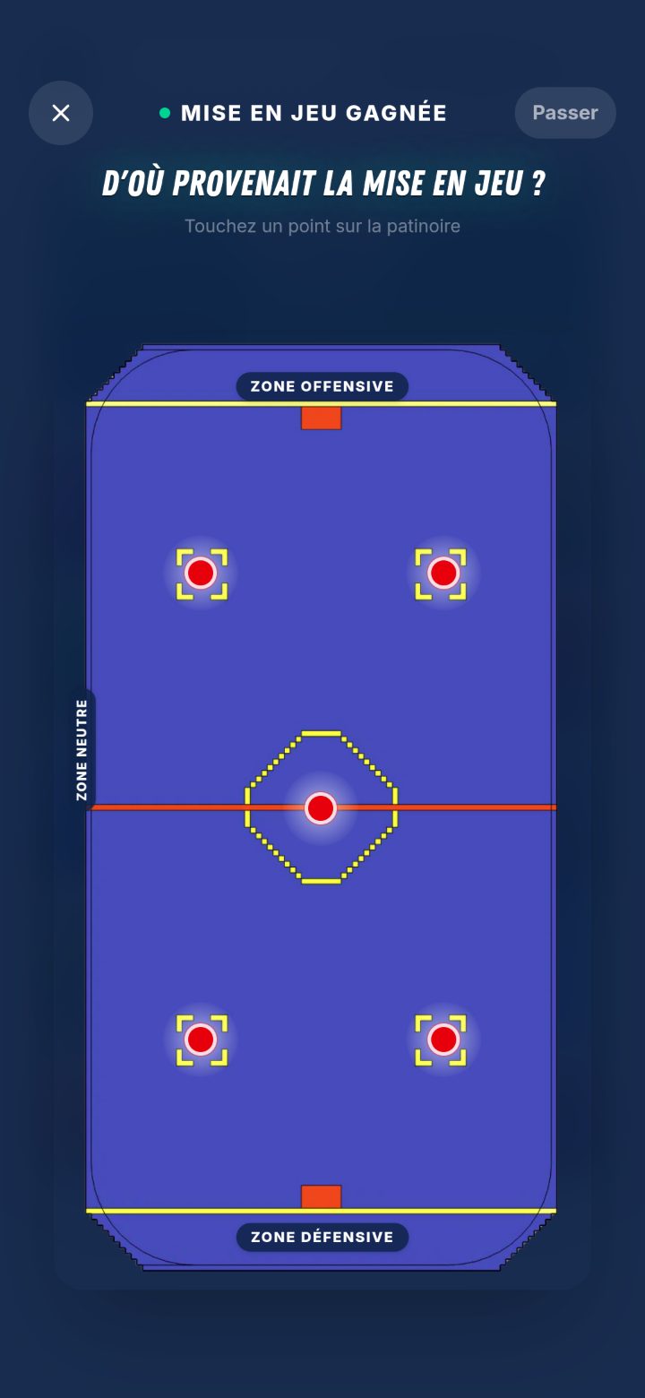 Écran Mise en jeu sur la surface de dek hockey